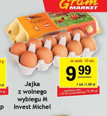 Jajka z wolnego wybiegu klasa M Invest Michel promocja w Gram Market