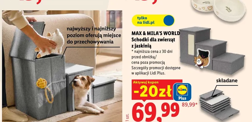 Schodki dla zwierząt z jaskinią Max & Mila's World promocja w Lidl