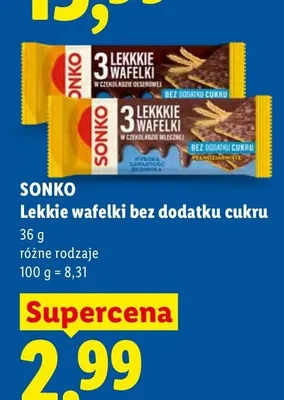 Lekkie wafelki bez dodatku cukru Sonko promocja w Lidl
