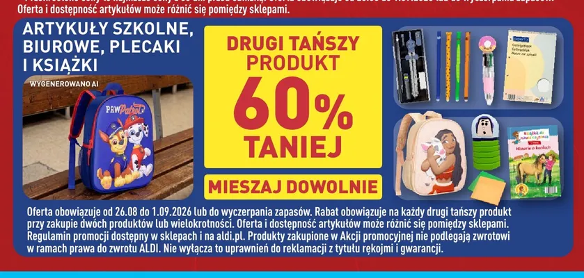 Artykuły szkolne biurowe plecaki i książki promocja w Aldi