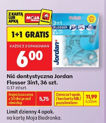 Nić dentystyczna Jordan Flosser 3in1 promocja w Biedronka