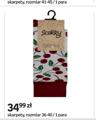 Skarpety Scarry białe we wzór wisienek promocja w Empik