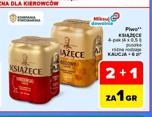Piwo Książęce Wiedeński Lager 4-pak promocja w Carrefour
