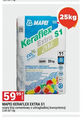 Szary klej cementowy MAPEI Keraflex Extra S1 o ultragładkiej konsystencji promocja w Merkury Market