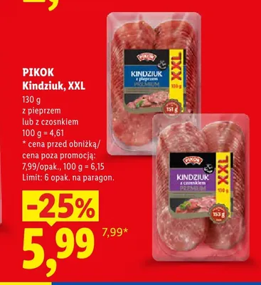 Kindziuk z pieprzem XXL Pikok promocja w Lidl