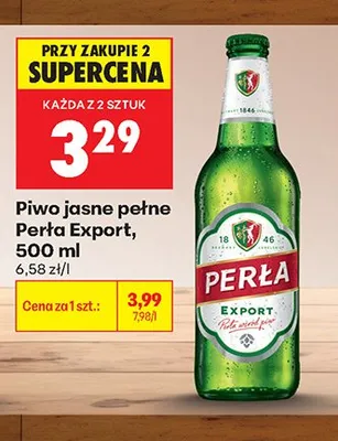 Piwo jasne pełne Perła Export promocja w Biedronka