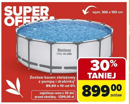 Zestaw basen stelażowy z pompą i drabinką promocja w Carrefour