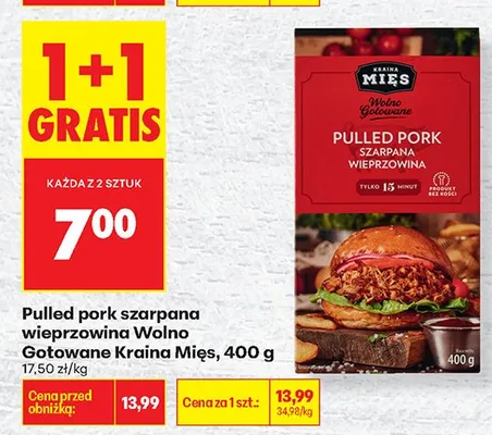 Pulled pork szarpana wieprzowina Wolno Gotowane Kraina Mięs promocja w Biedronka