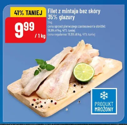 Filet z mintaja bez skóry 35% glazury POLOmarket promocja w POLOmarket