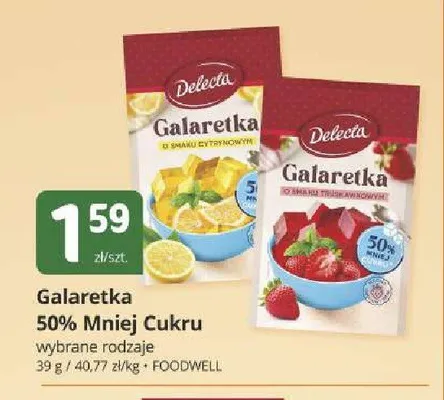 Galaretka o smaku cytrynowym Delecta 50% Mniej Cukru promocja w Marketvita