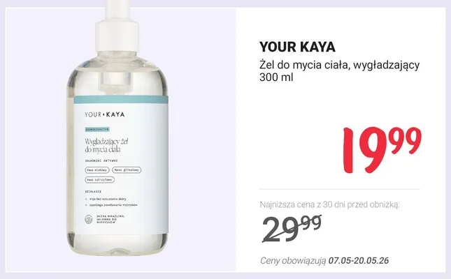 Żel do mycia ciała wygładzający YOUR KAYA promocja w Rossmann