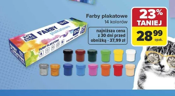 Farby plakatowe Oxford 14 kolorów promocja w Carrefour