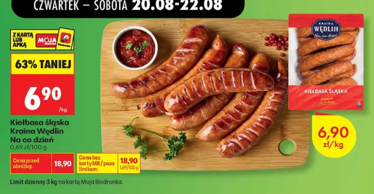 Kiełbasa śląska Kraina Wędlin Na co dzień promocja w Biedronka