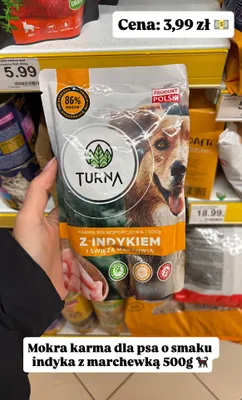 Karma mokra dla psa Turna z indykiem i świeżą marchwią promocja w Dino