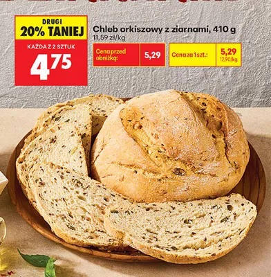 Chleb orkiszowy z ziarnami promocja w Biedronka
