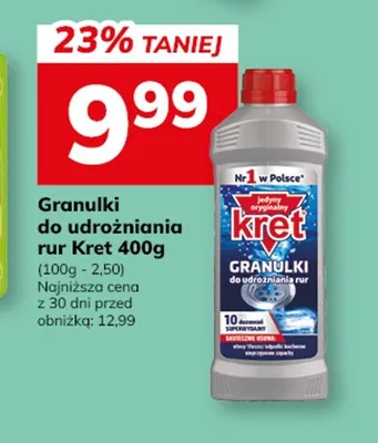 Granulki do udrożniania rur Kret promocja w Hitpol