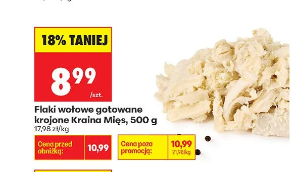 Flaki wołowe gotowane krojone Kraina Mięs promocja w Biedronka