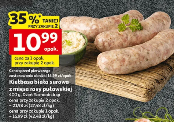 Kiełbasa biała surowa z mięsa rasy puławskiej promocja w Auchan