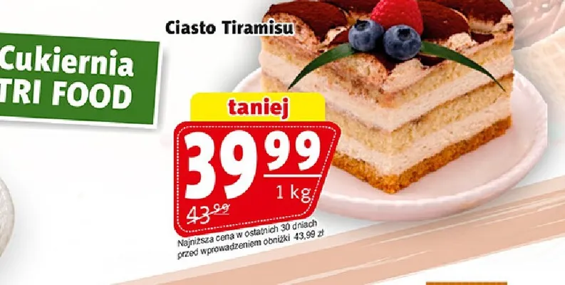 Ciasto Tiramisu Tri Food promocja w Prim Market