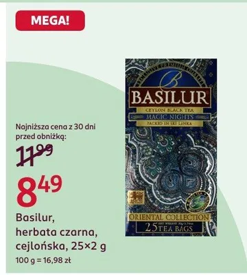 Herbata czarna cejlońska Basilur Oriental Collection 25x2g promocja w Rossmann