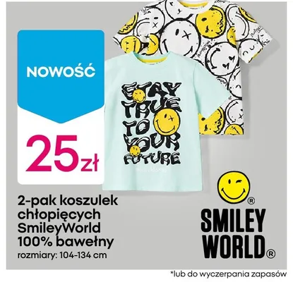 Koszulki chłopięce SmileyWorld 100% bawełny 2-pak promocja w Pepco