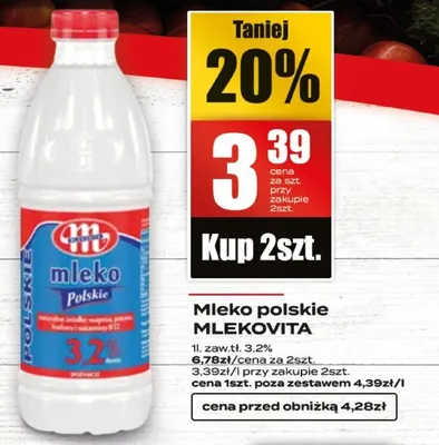 Mleko polskie 3,2% promocja w Supeco