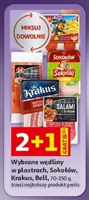 Wędliny w plastrach Sokołów 70-250g promocja w Auchan
