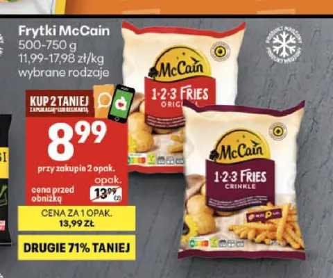 Frytki McCain 1-2-3 Fries Crinkle promocja w Delikatesy Centrum