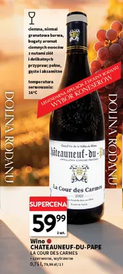 Wino czerwone Chateauneuf-du-Pape La Cour des Carmes wytrawne promocja w Intermarche