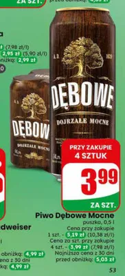 Piwo Dębowe Mocne puszka promocja w Dino