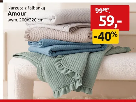 Narzuta z falbanką Amour 200x220 cm promocja w Black Red White