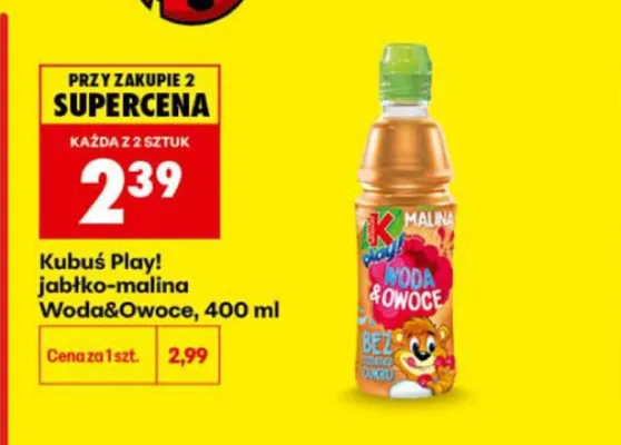 Napój Kubuś Play! jabłko-malina Woda&Owoce promocja w Biedronka