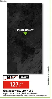 Gres szkliwiony Eda Nero promocja w Leroy Merlin