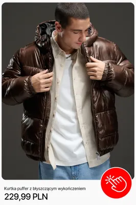Kurtka puffer z błyszczącym wykończeniem Cropp promocja w Cropp