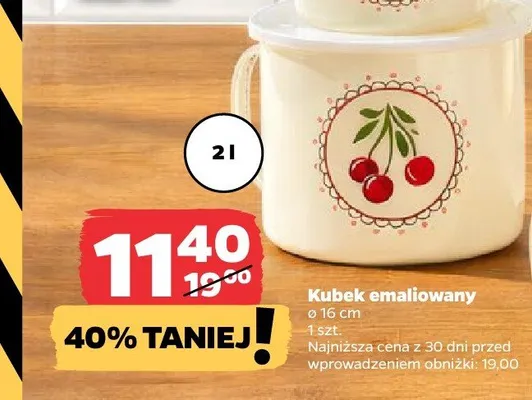 Kubek emaliowany z pokrywką 16 cm promocja w Netto