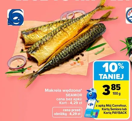 Makrela wędzona Seamor promocja w Carrefour