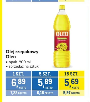 Olej rzepakowy Oleo promocja w Makro
