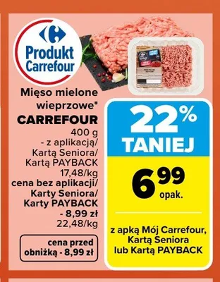 Mięso mielone wieprzowe CARREFOUR promocja w Carrefour Market