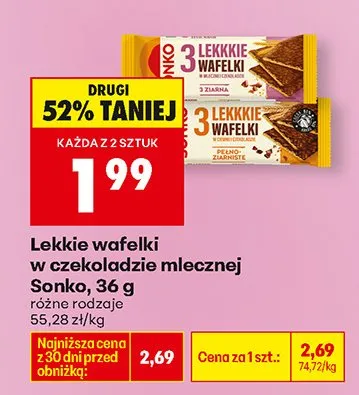 Wafelki lekkie w czekoladzie mlecznej różne rodzaje promocja w Biedronka