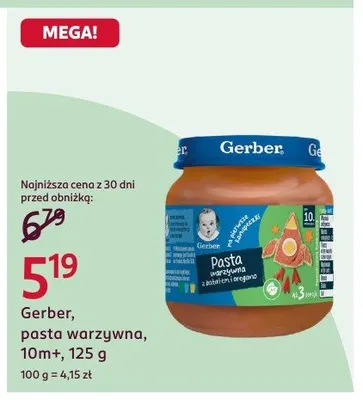 Pasta warzywna, 10m+ Gerber promocja w Rossmann