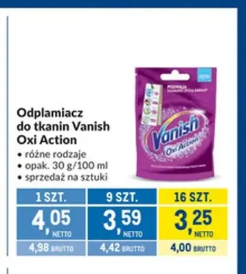 Odplamiacz do tkanin Vanish Oxi Action promocja w Makro