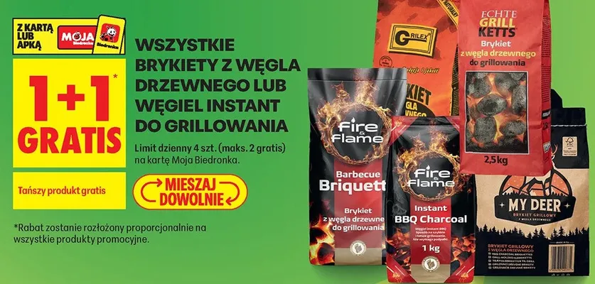 Brykiet z węgla drzewnego do grillowania Fire & Flame promocja w Biedronka
