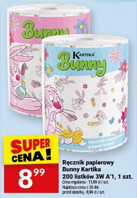 Ręcznik papierowy Bunny Kartika 200 listków 3W A'1, 1 szt. promocja w Twój Market