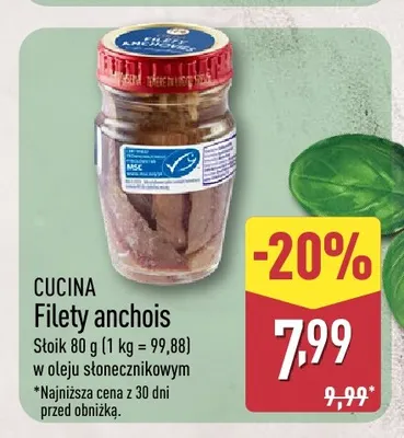 Filety anchois w oleju słonecznikowym Cucina promocja w Aldi