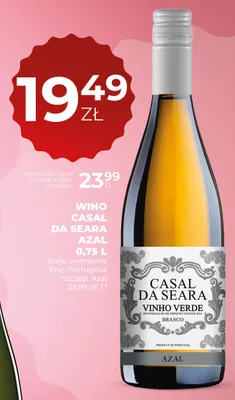 Wino białe wytrawne Casal Da Seara Azal Vinho Verde promocja w Duży Ben