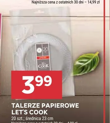 Talerze papierowe Let's Cook 23 cm promocja w Stokrotka