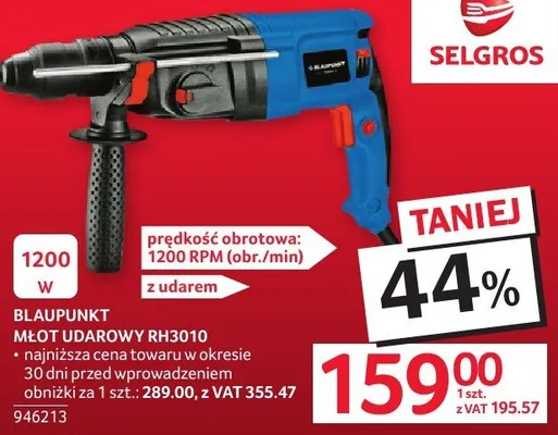 Młot udarowy BLAUPUNKT MLOT UDAROWY RH3010 promocja w Selgros
