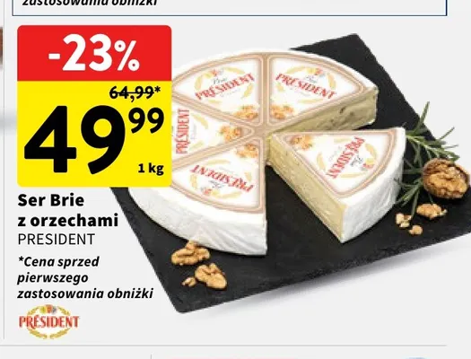 Ser brie z orzechami President promocja w Intermarche