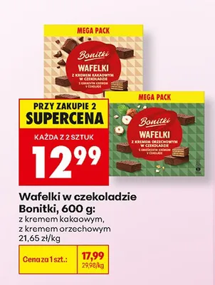 Wafelki w czekoladzie z kremem orzechowym Bonitki promocja w Biedronka