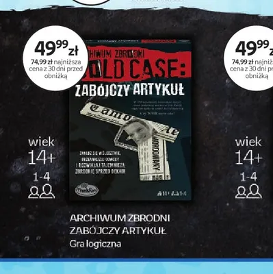 Gra logiczna Archiwum Zbrodni Zabójczy artykuł promocja w Empik